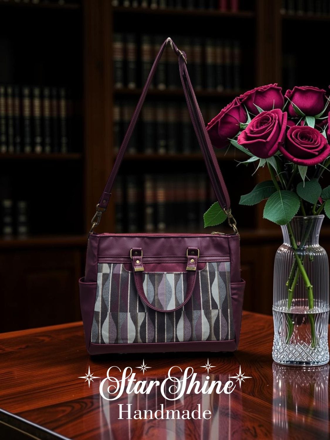 Burgundy Classic Tote. Front View.