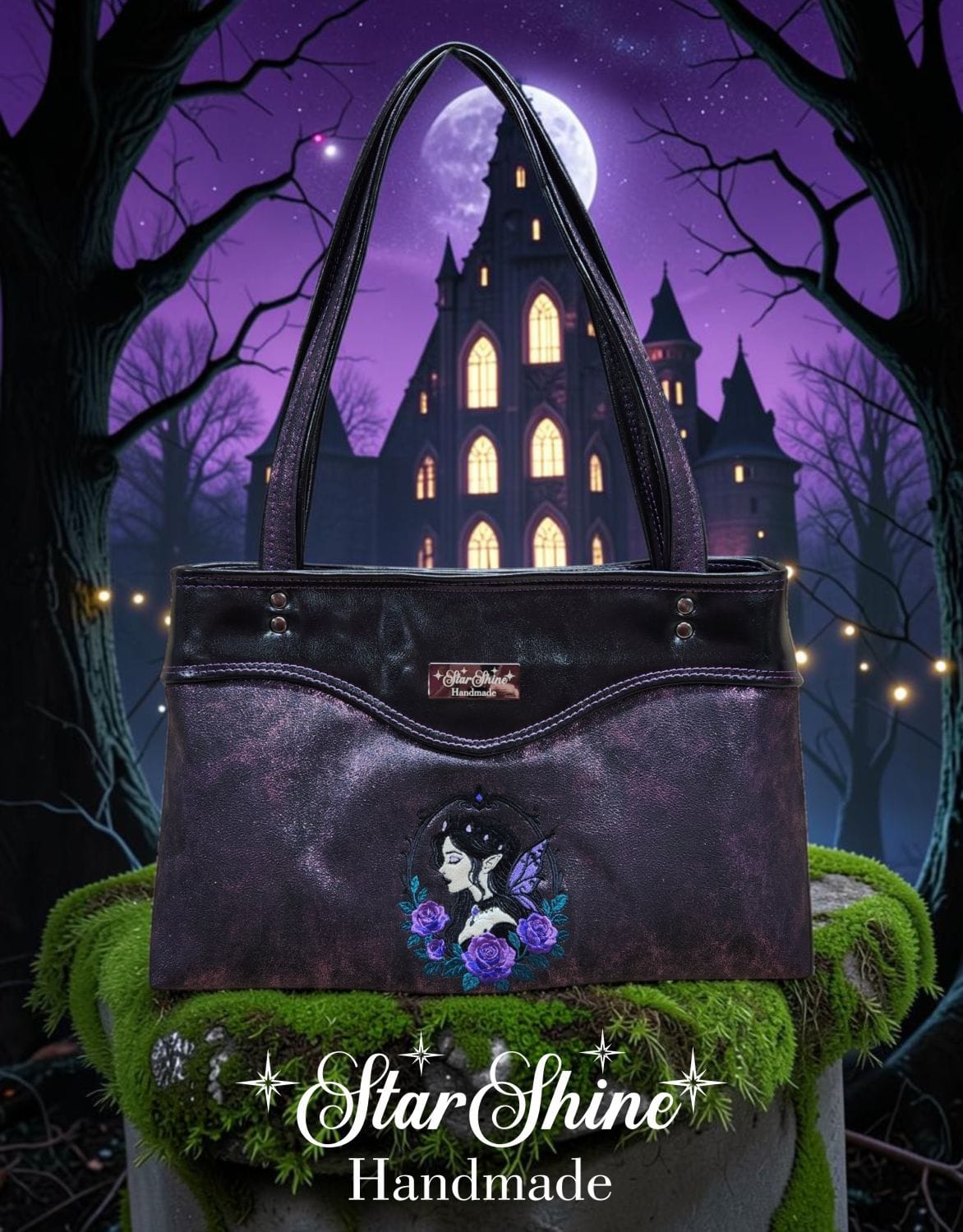 Purple Fairy Queen Sweetheart Bag. Front View.