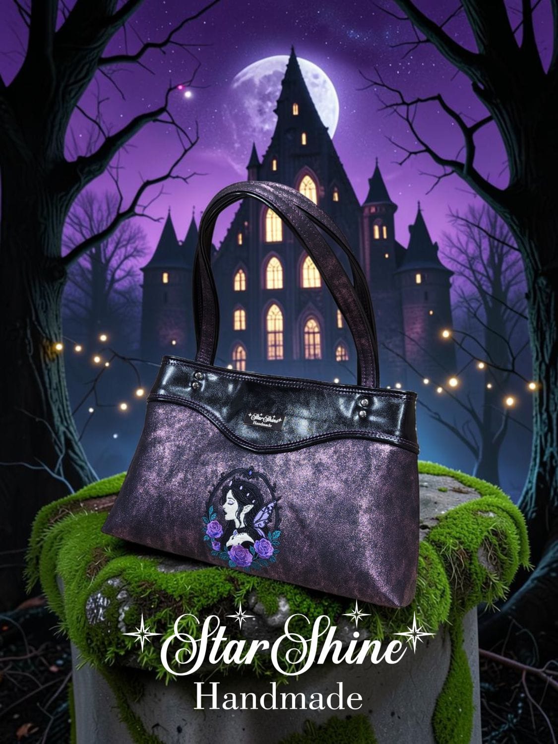 Purple Fairy Queen Sweetheart Bag. Front View.