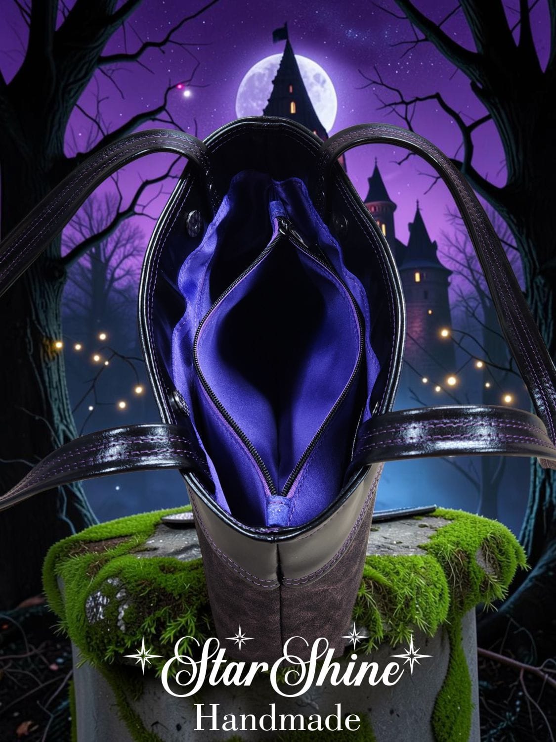 Purple Fairy Queen Sweetheart Bag. Interior View.