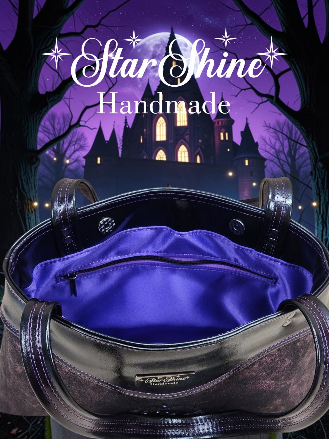 Purple Fairy Queen Sweetheart Bag. Interior View.