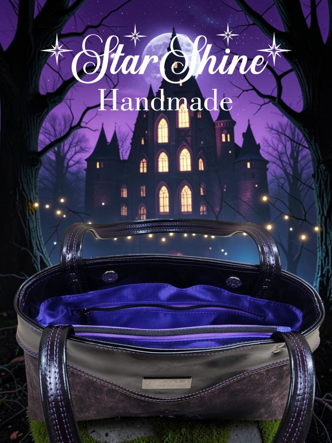 Purple Fairy Queen Sweetheart Bag. Interior View.