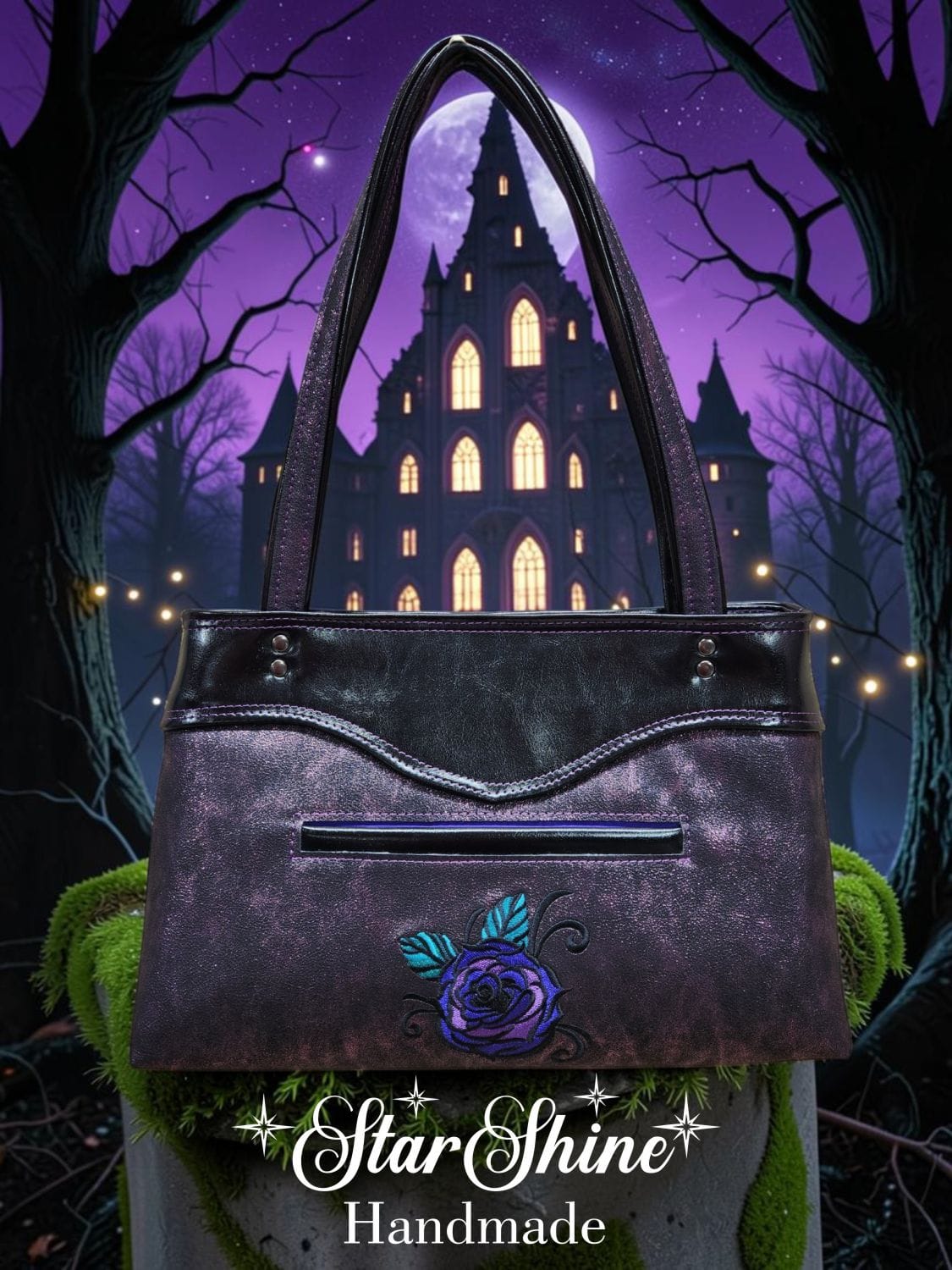 Purple Fairy Queen Sweetheart Bag. Front View.