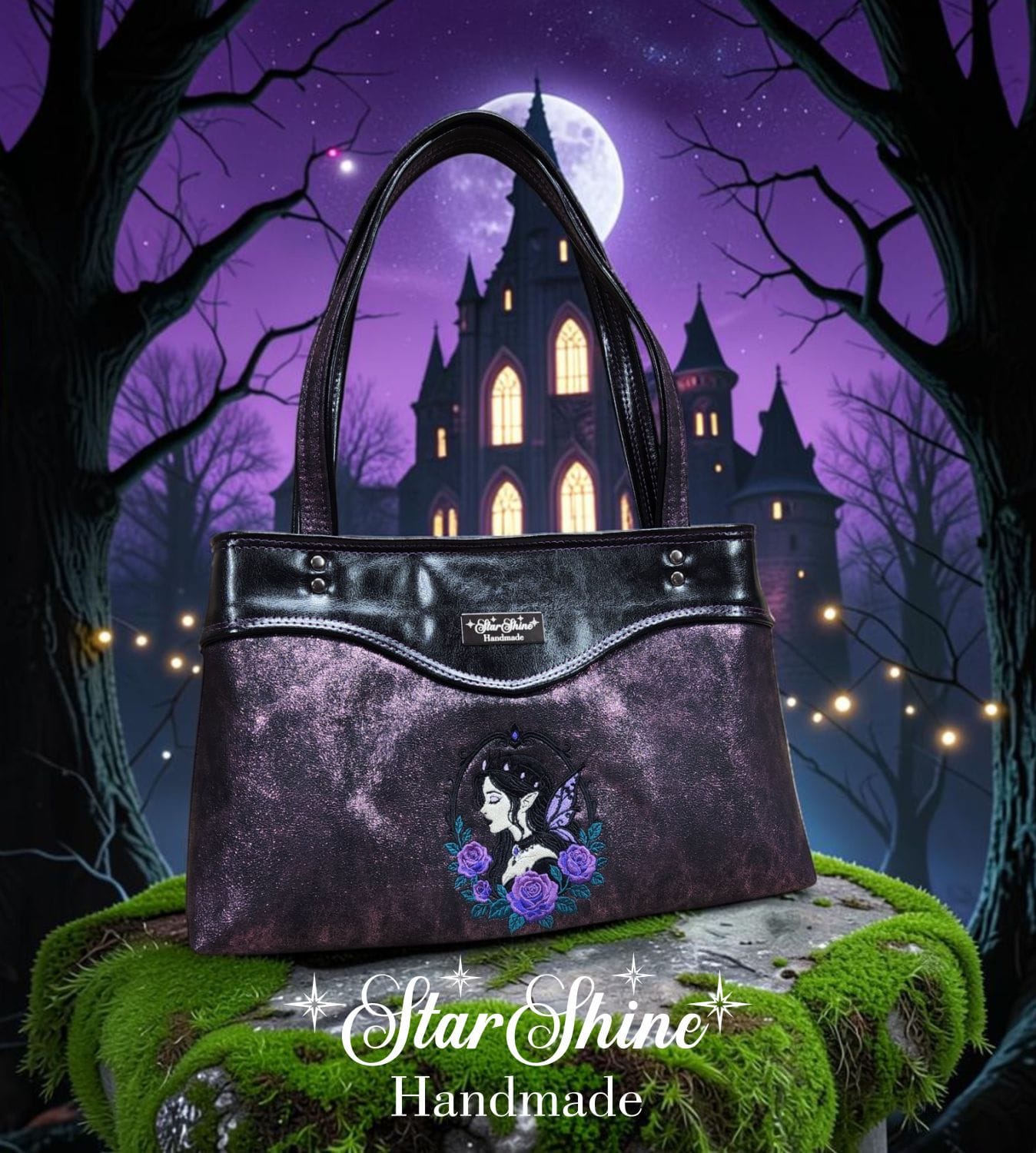 Purple Fairy Queen Sweetheart Bag. Front View.