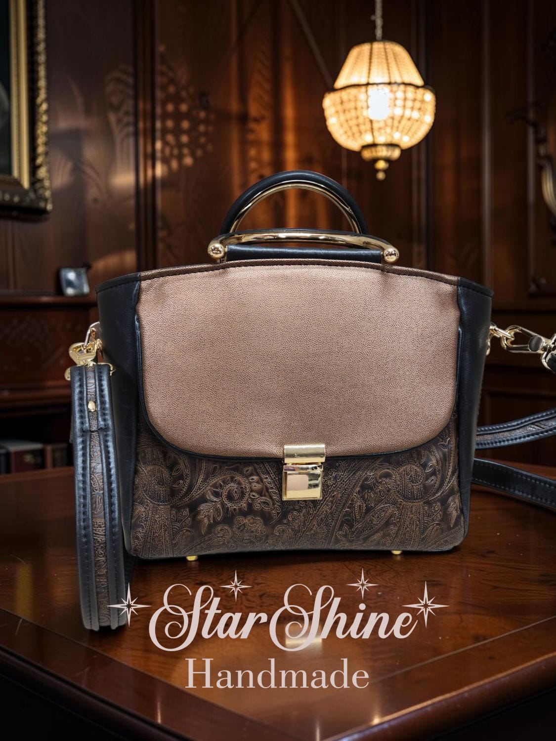 Sandra's Custom Ruby Satchel. Front View.