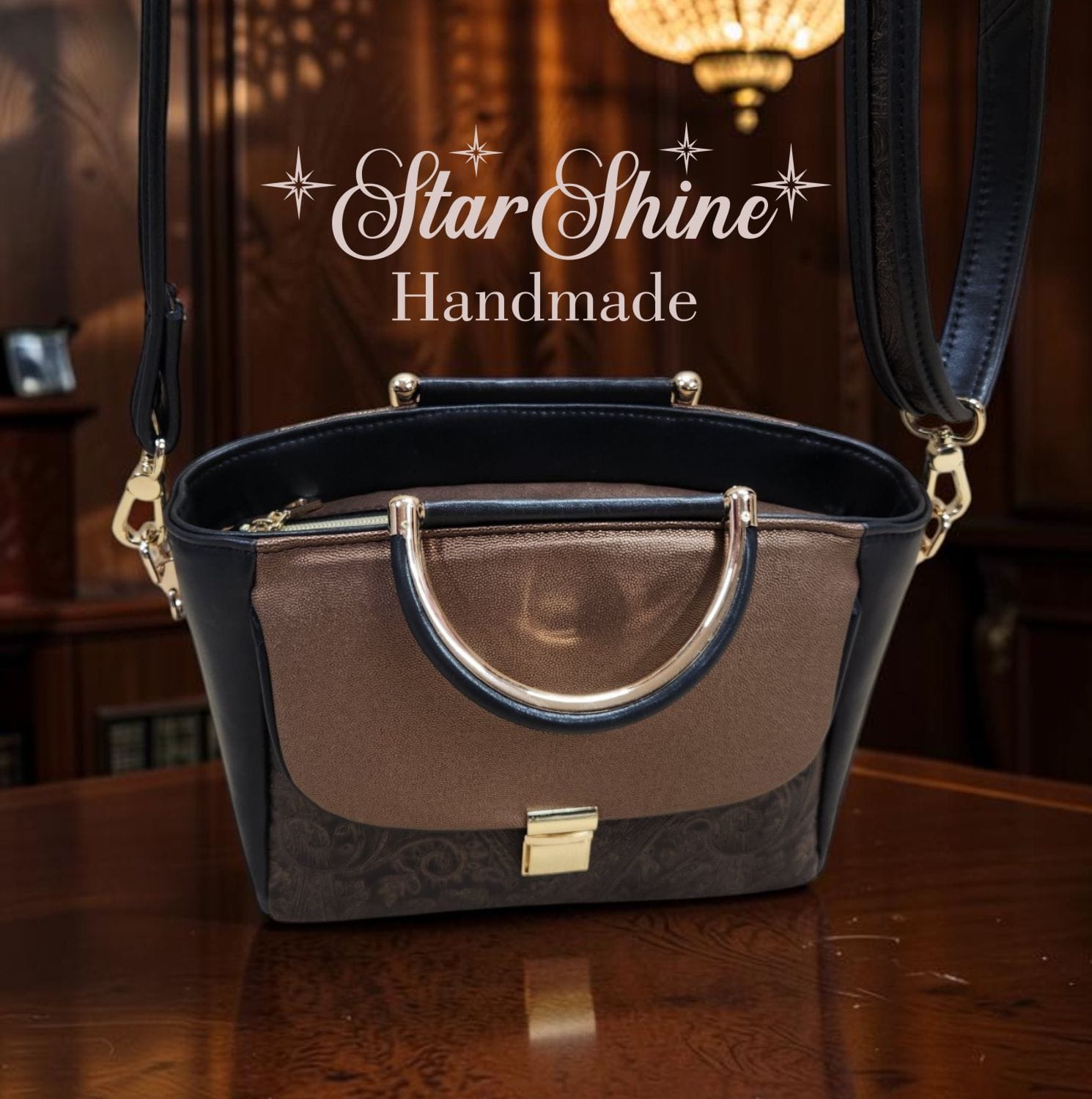Sandra's Custom Ruby Satchel. Front/Upper View.