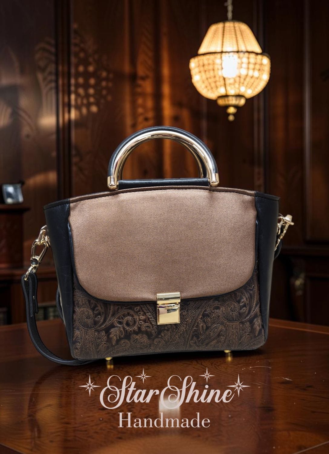 Sandra's Custom Ruby Satchel. Front View.