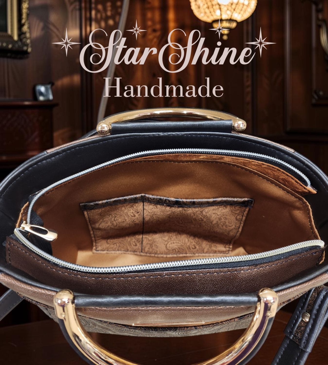 Sandra's Custom Ruby Satchel. Interior View.