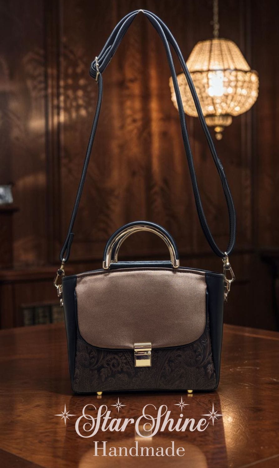 Sandra's Custom Ruby Satchel. Front View.
