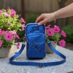 Dragonfly Triple-Zip Crossbody. Front View.