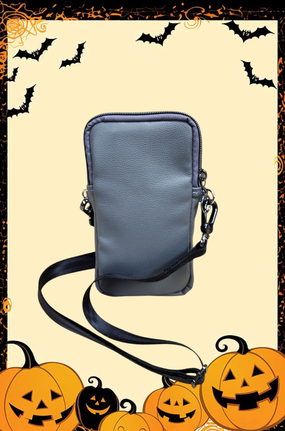 Halloween Hello Kitty Cellphone Crossbody. Rear View.