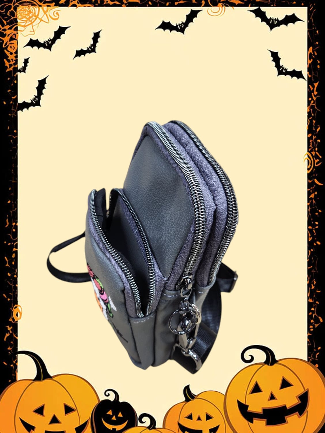 Halloween Hello Kitty Cellphone Crossbody. Interior View.