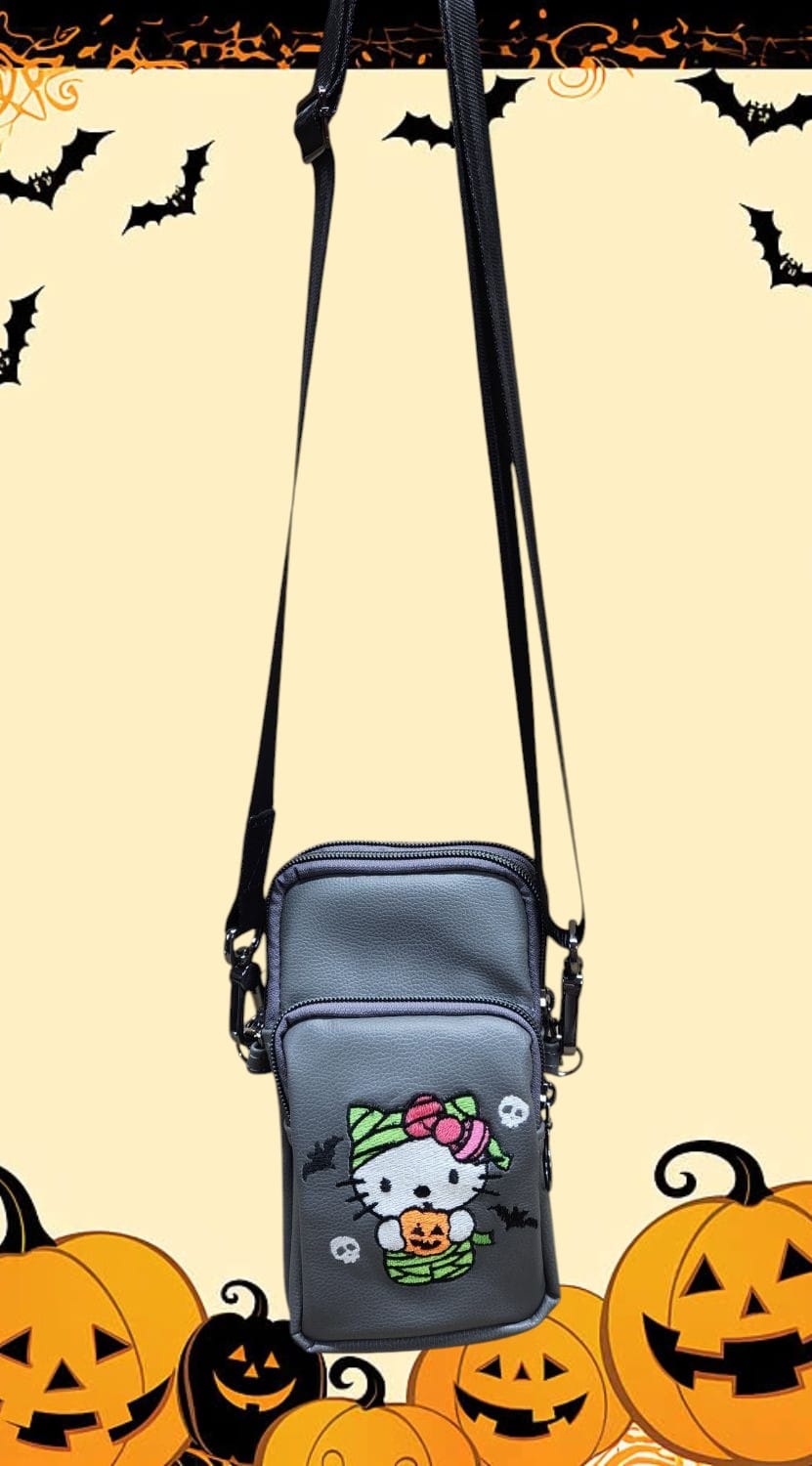 Halloween Hello Kitty Cellphone Crossbody. Front View.