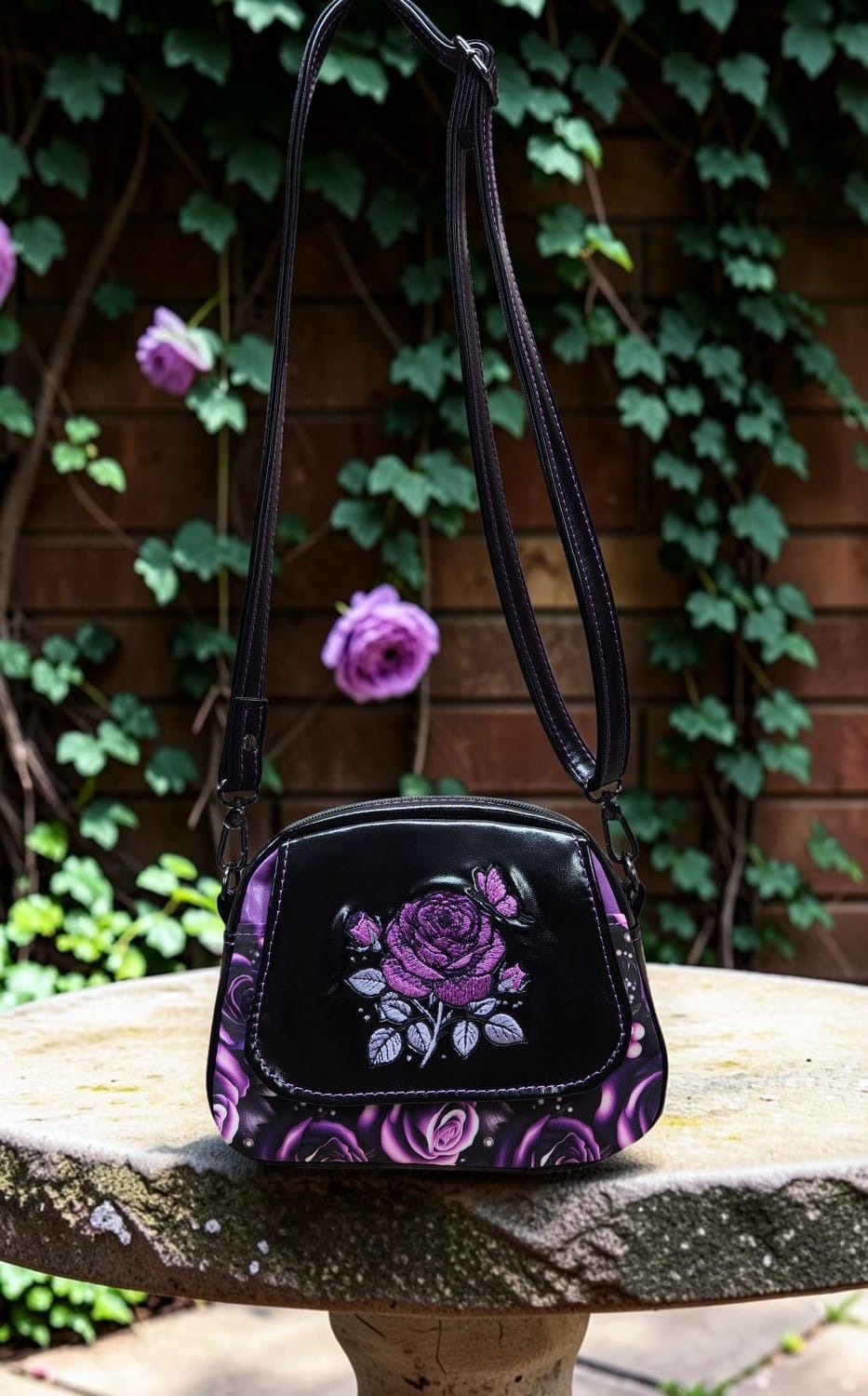 Purple Rose Small Bowler. Front View.