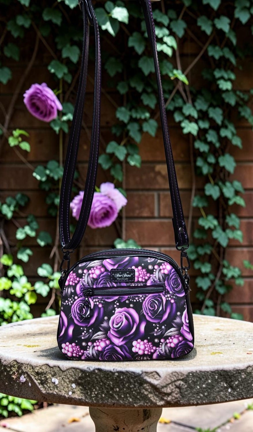 Purple Rose Small Bowler. Front View.