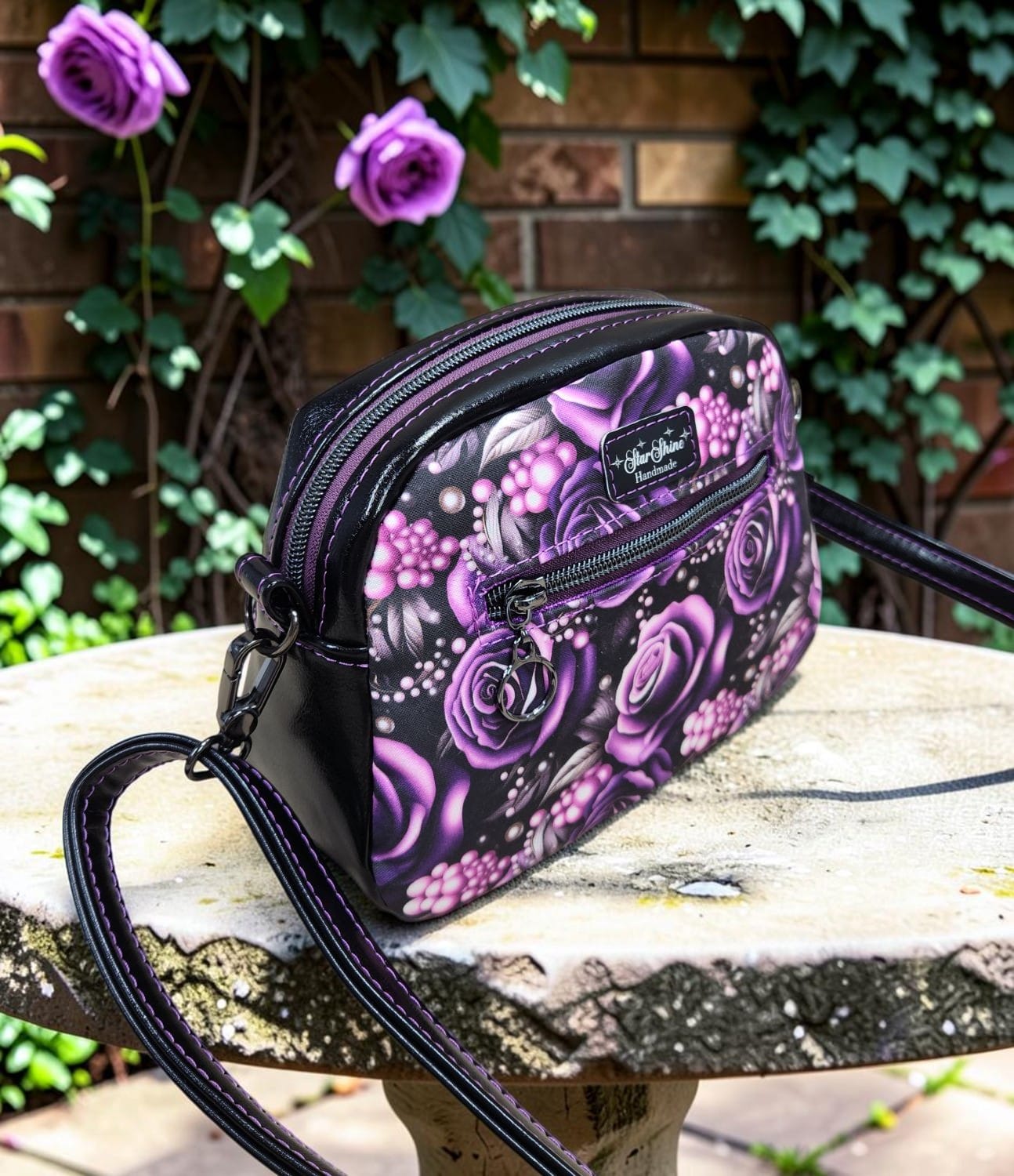 Purple Rose Small Bowler. Top/Front View.