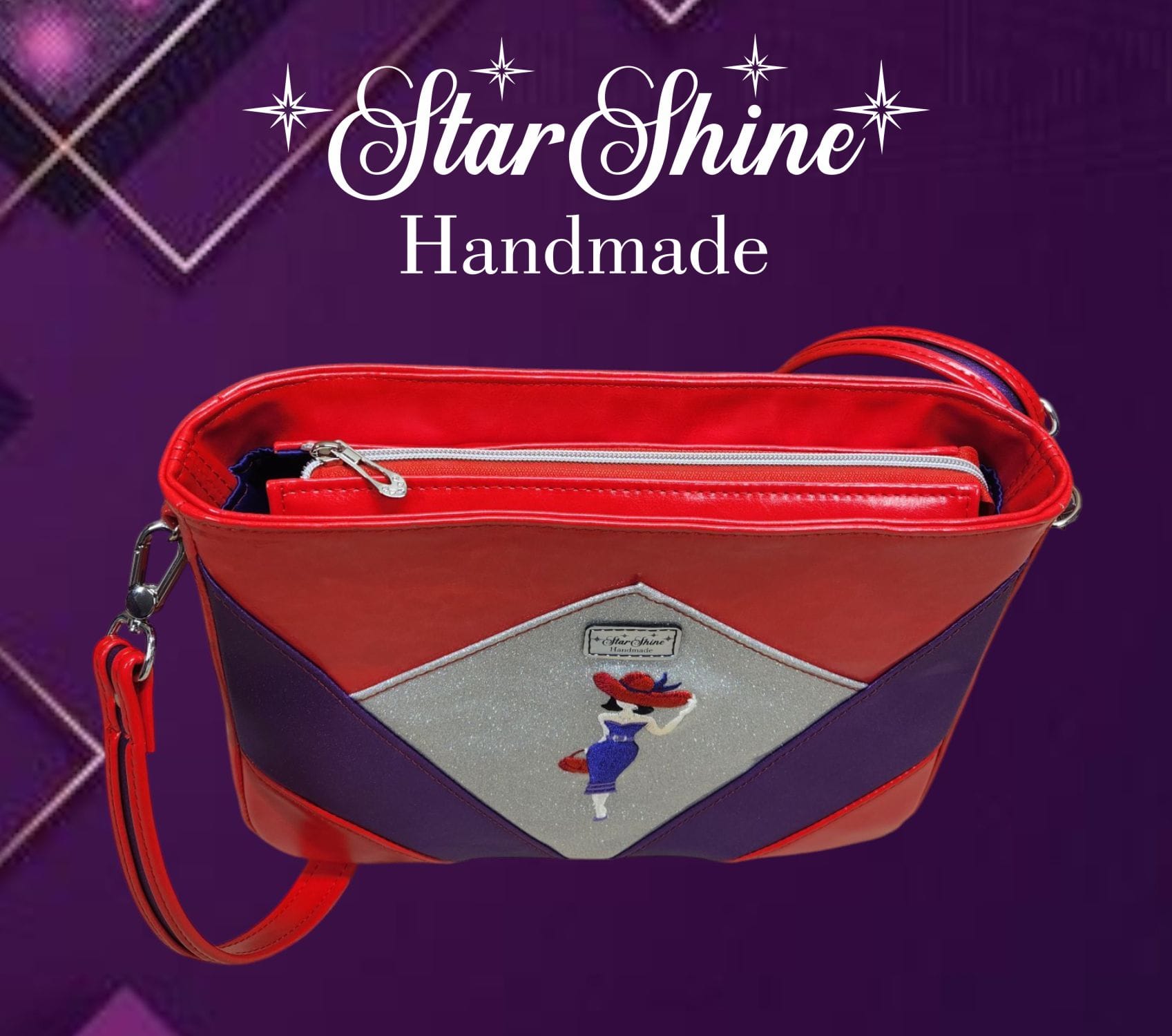 Red Hat Diamond Handbag. Top View.