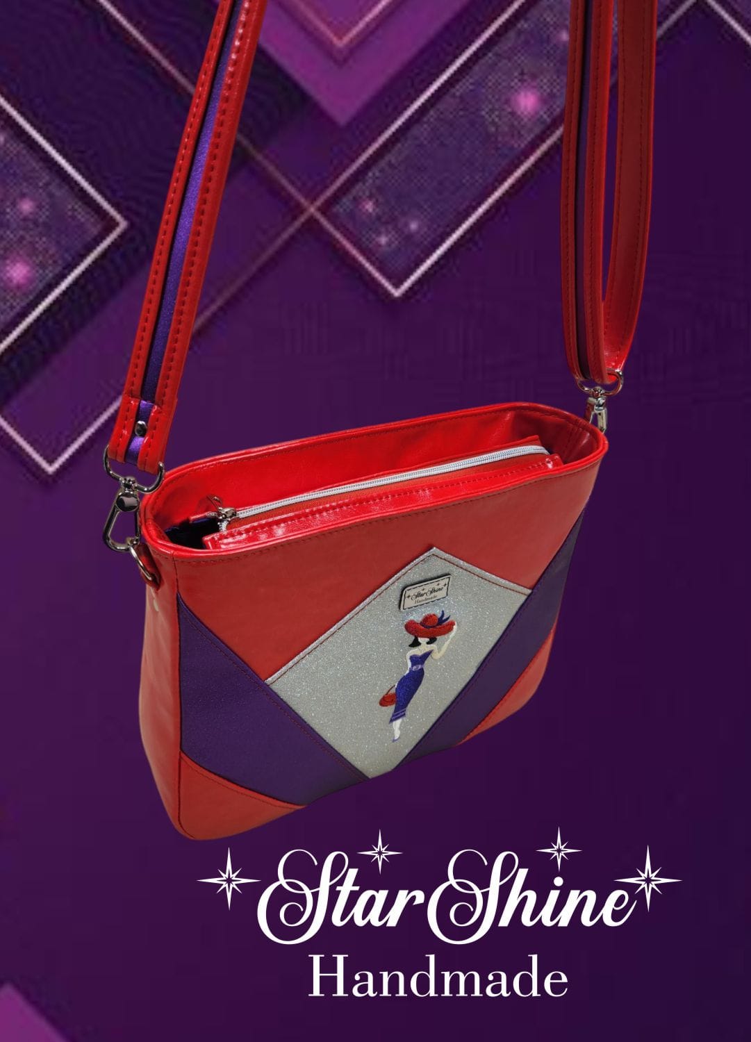 Red Hat Diamond Handbag. Top View.