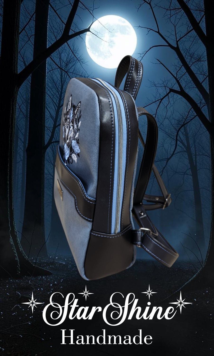 Medium Wolf Backpack. Side View.