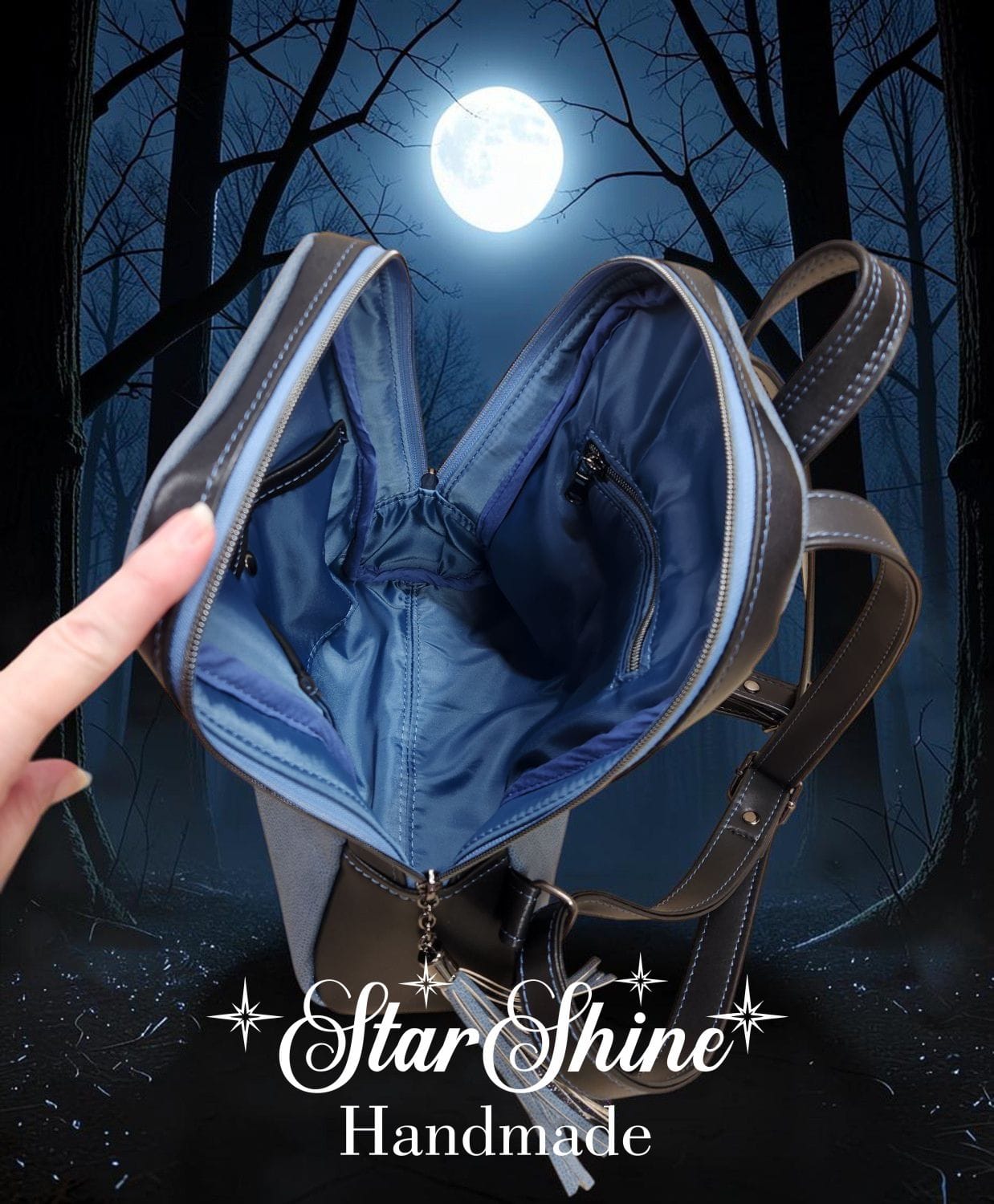 Medium Wolf Backpack. Interior View.