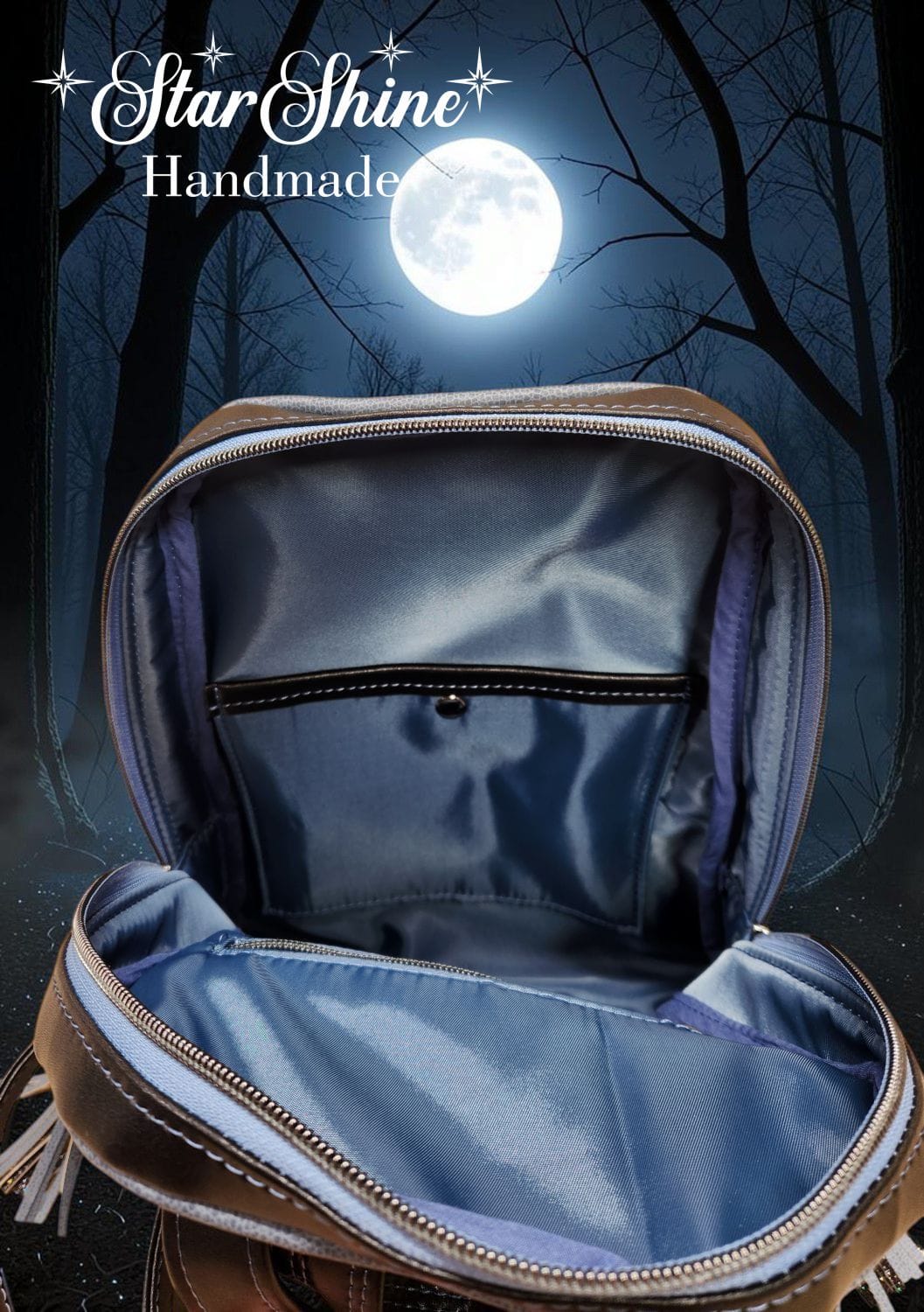 Medium Wolf Backpack. Interior View.