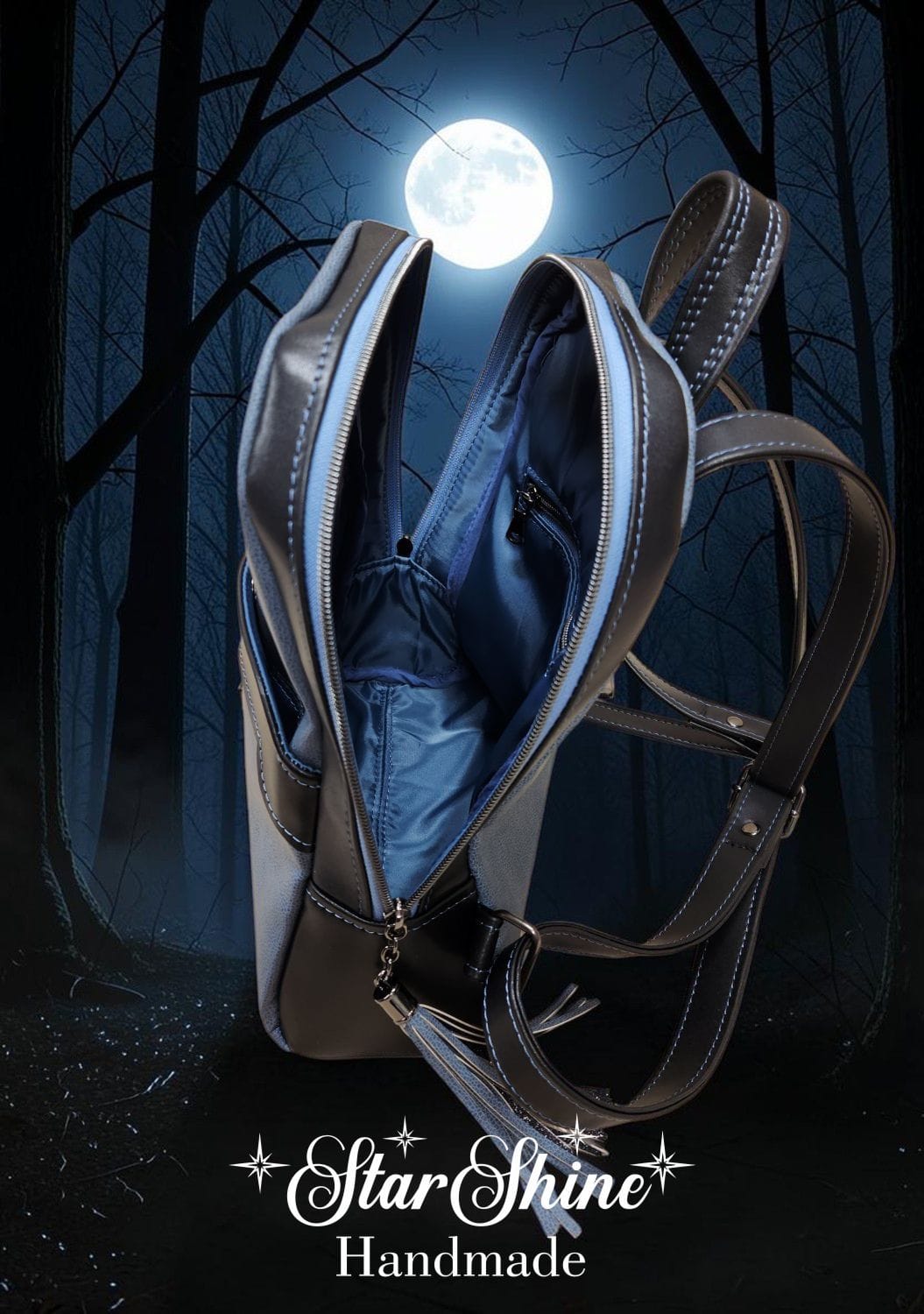 Medium Wolf Backpack. Interior View.