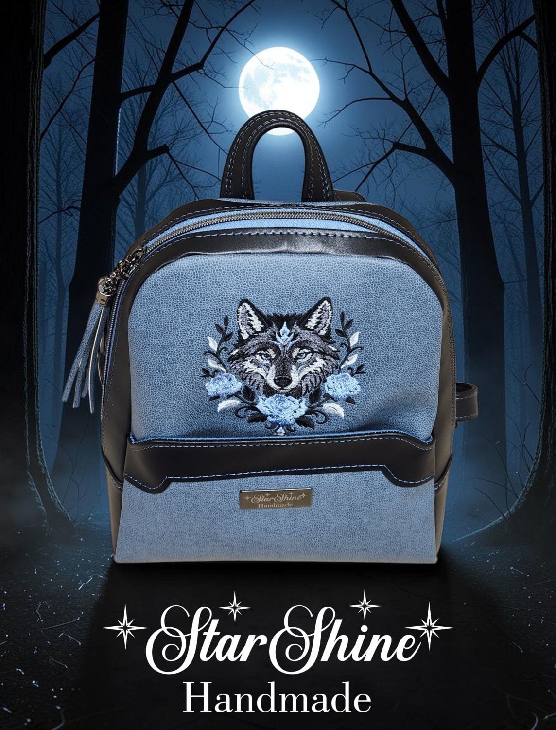 Medium Wolf Backpack. Front View.